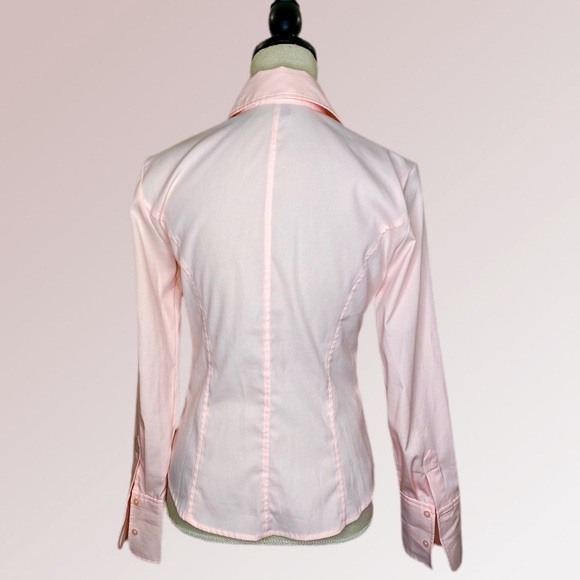 EXPRESS Pale Pink Fitted Blouse Cuffs Long Sleeves - Picture 3 of 8